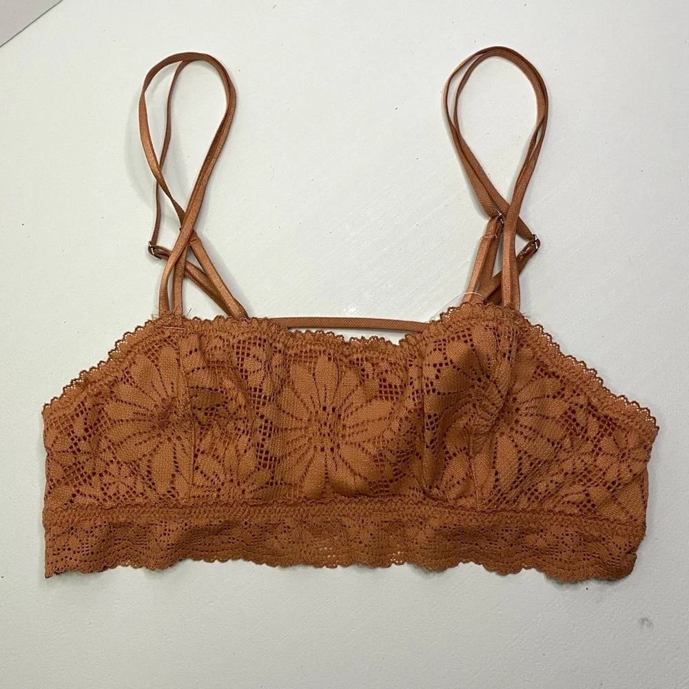 NWT‎ Aerie rust lace bralette no padding adjustable straps XS burnt orange